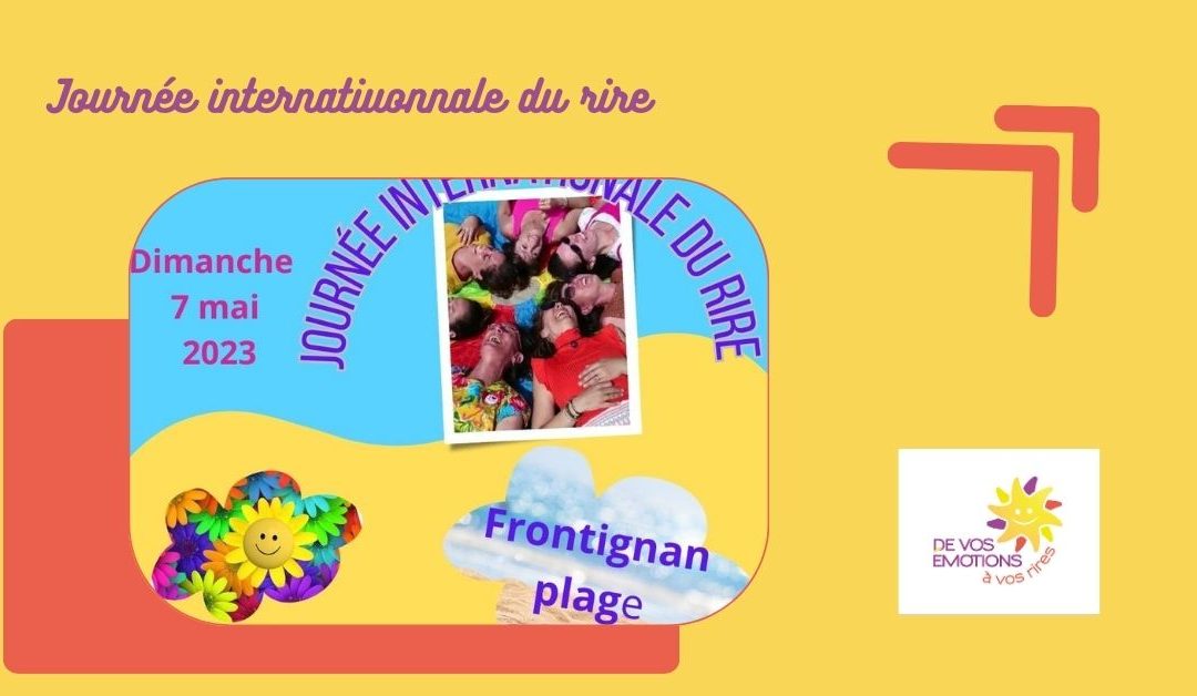 Journée mondiale du rire sous fond jaune avec logo DE vos émotions à vso rires en bas à droite